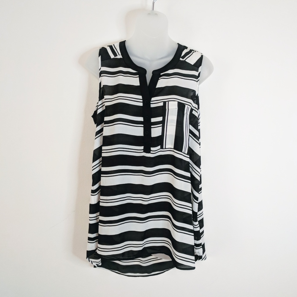 DR2 Daniel Rainn Black & White Sheer Tank Top